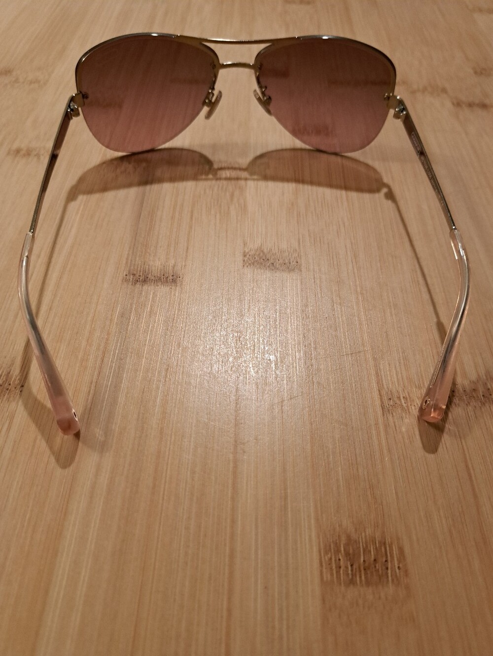 ππCOACH Jasmine Aviator Sunglasses In Pink Crystal Gold W/ Case And Dust Cloth - Picture 8 of 15
